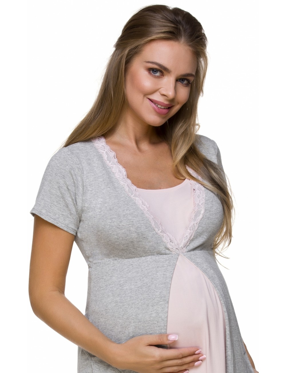 Kojící noční košile - Dámská mateřská košilka - Těhotenská móda 3125